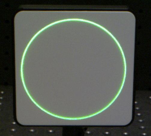 Green Laser Light from an Axicon at L = 355.6mm